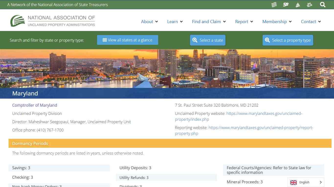 Maryland – National Association of Unclaimed Property Administrators (NAUPA)